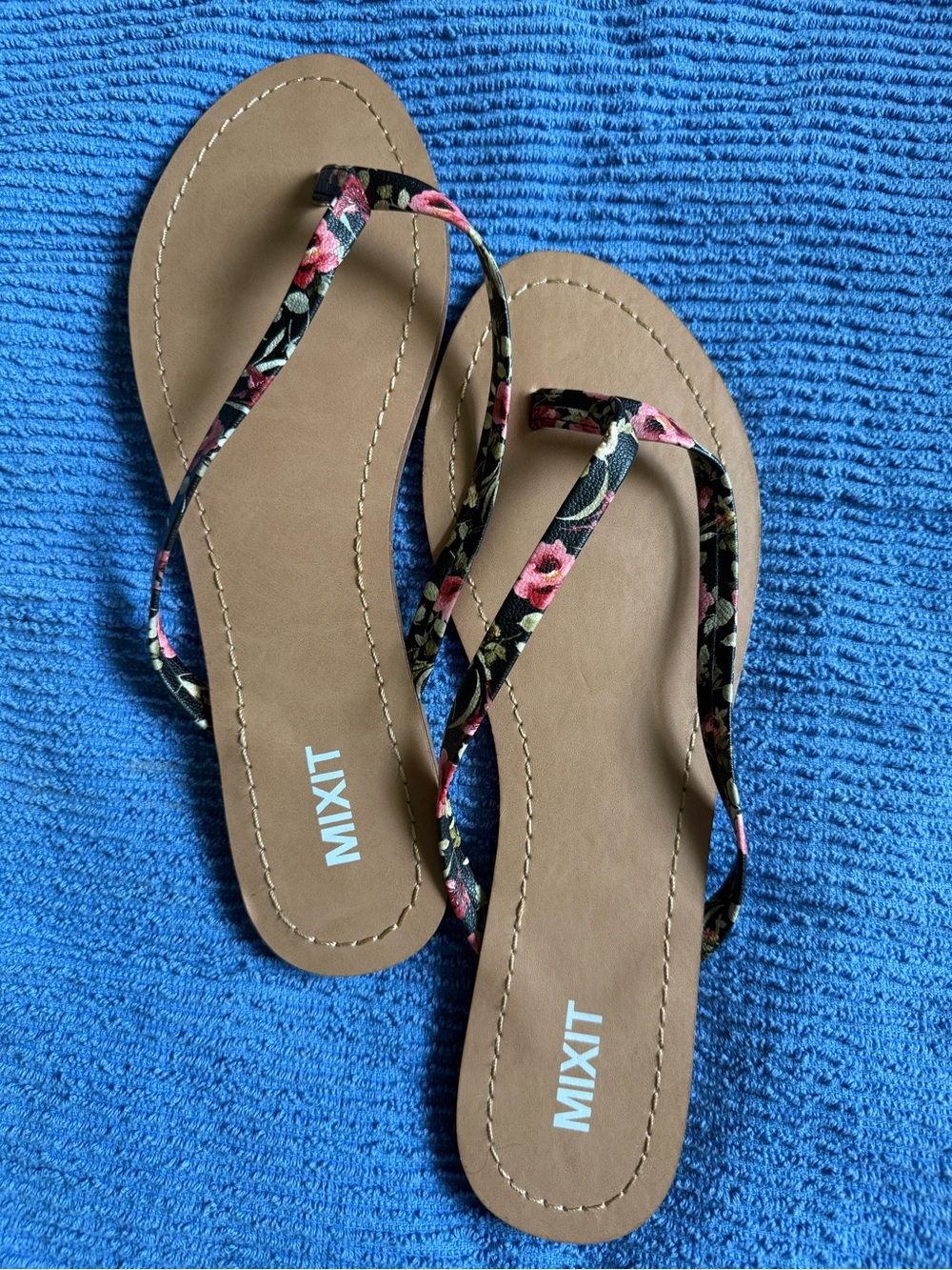 Mixit Floral Strap Tan Sandals - Pink/Black
